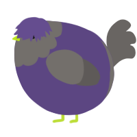 A overcast and grey chicken with a head pattern