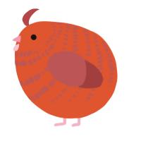 A vermilion and red chicken with a bar pattern