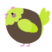 A bark and lime chicken with a head pattern