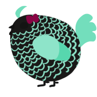 A sable and mint chicken with a lace pattern