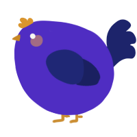 A indigo and navy chicken