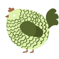 A apple and olive chicken with a lace pattern