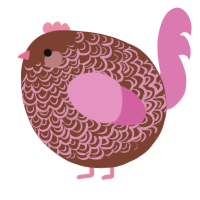 A russet and pink chicken with a double-lace pattern