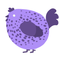 A lilac and overcast chicken with a speckle pattern