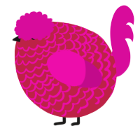 A crimson and fuchsia chicken with a lace pattern