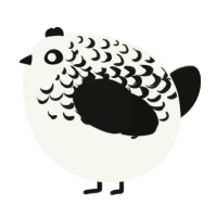 A white and black chicken with a half-lace pattern