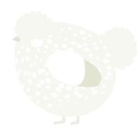 A white chicken with a speckle pattern