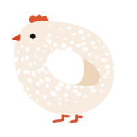 A cream chicken with a speckle pattern
