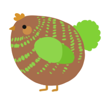 A brown and grass chicken with a bar pattern