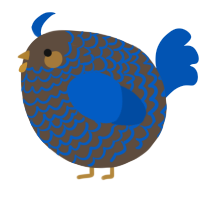A bark and ultramarine chicken with a lace pattern