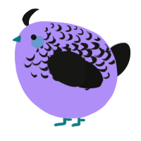 A lilac and black chicken with a half-lace pattern