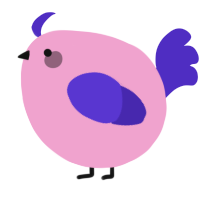 A pink and indigo chicken