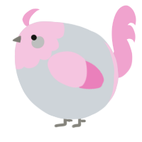 A mist and pink chicken with a head pattern