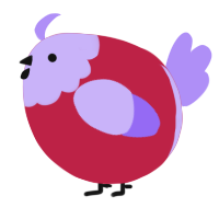 A crimson and lilac chicken with a head pattern