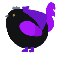 A black and amethyst chicken