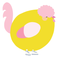 A yellow and rose chicken