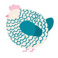 A cream and sea chicken with a lace pattern