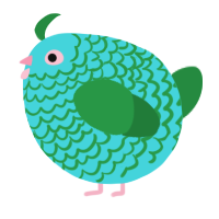 A aqua and viridian chicken with a lace pattern