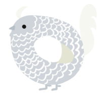 A mist and white chicken with a lace pattern