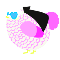 A white and lavender chicken with a lace pattern