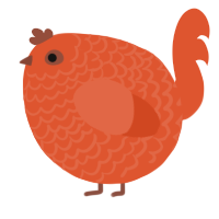 A vermilion chicken with a lace pattern