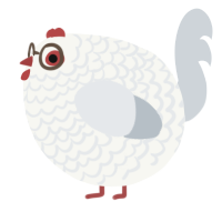 A white and mist chicken with a lace pattern