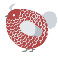 A red and mist chicken with a lace pattern