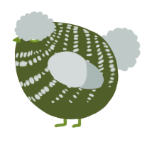 A olive and silver chicken with a bar pattern