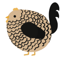 A beige and black chicken with a lace pattern