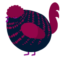 A tumblr and maroon chicken with a bar pattern