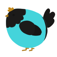 A aqua and sable chicken with a head pattern