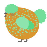 A orange and spring chicken with a speckle pattern