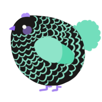 A sable and mint chicken with a lace pattern