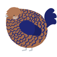 A brown and navy chicken with a lace pattern