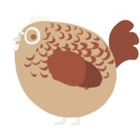A beige and russet chicken with a half-lace pattern