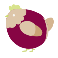 A maroon and beige chicken with a head pattern