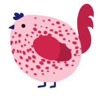 A rose and crimson chicken with a speckle pattern