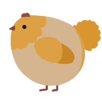 A beige and orange chicken with a head pattern