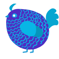 A indigo and cerulean chicken with a lace pattern