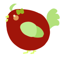 A red and gluppy chicken