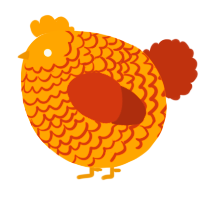 A orange and russet chicken with a lace pattern