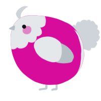 A fuchsia and mist chicken with a head pattern