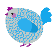 A silver and sky chicken with a lace pattern