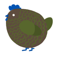 A bark and olive chicken with a lace pattern