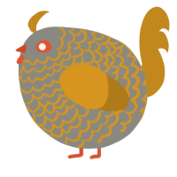 A ash and ochre chicken with a lace pattern