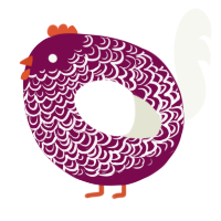 A wine and white chicken with a double-lace pattern