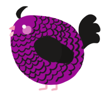 A plum and sable chicken with a lace pattern