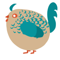 A beige and teal chicken with a half-lace pattern