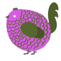 A orchid and olive chicken with a lace pattern