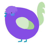 A blurple and gluppy chicken